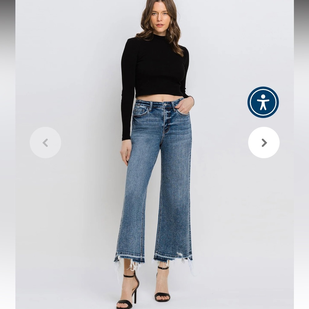FLYING MONKEY -Resilient - Super High Rise Crop Wide Leg Jeans